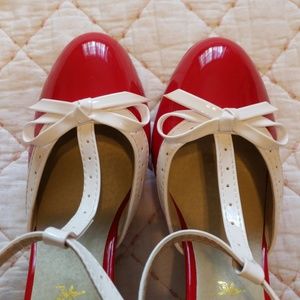 Red & white Mary Janes